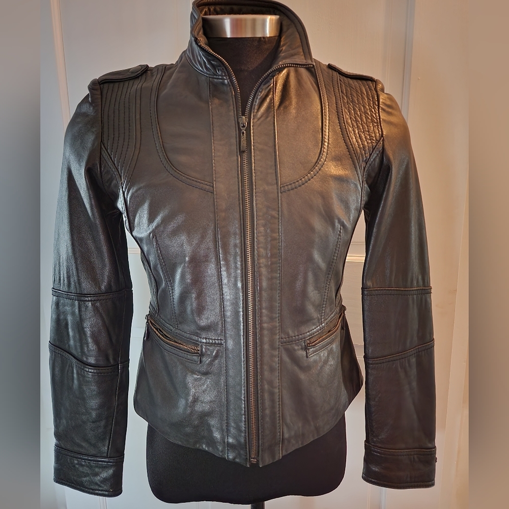 Black leather women's jacket